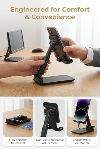 OGMAPLE Phone Stand for Desk Cell Phone Holder Stands for iPhones, Black — view 4