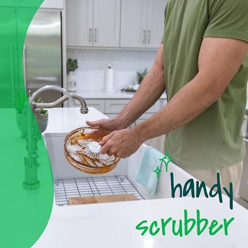 Scotch-Brite Handy Brush, Small and Durable Dish Brush with Handle for Scrubbing Hard-to-Reach Cookware, Tubs, Sinks, Car Tires, and More without Scratching, Antimicrobial, and Rinses Clean — view 5