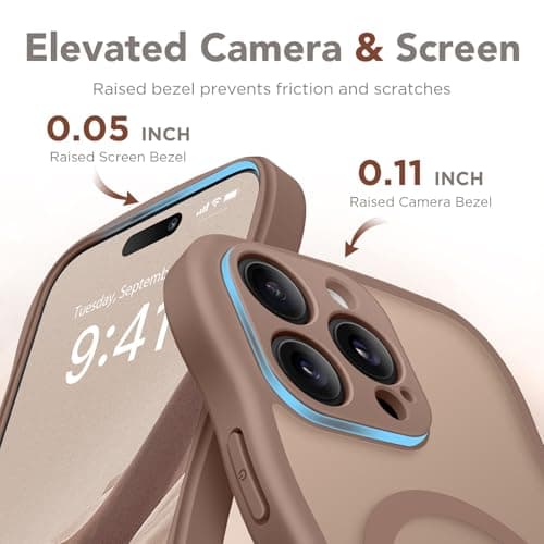 CAPRARO for iPhone 16 Pro Case for Women Girls, Upgraded [Full Camera Protection] [Compatible with MagSafe] Cute Wave Translucent Matte Phone Case for iPhone 16 Pro, Brown — view 6