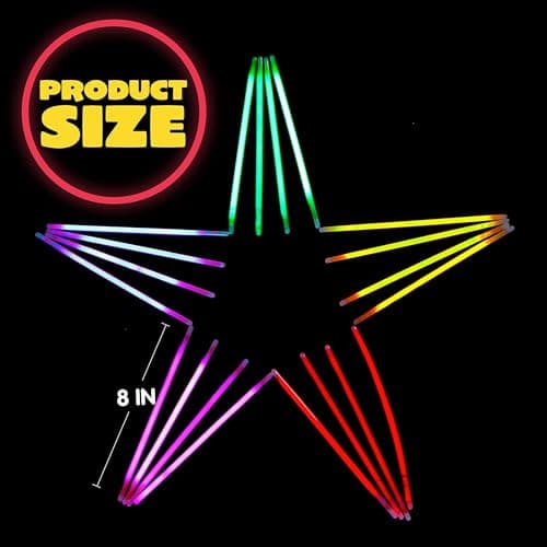 JOYIN 100 Pcs 8" Glow sticks Bulk Party Favors Pack, Neon Glow in the Dark Party Supplies, Light Up Necklaces and Bracelets with Connectors, Easter, Football, Valentine, Birthday Decorations — view 5