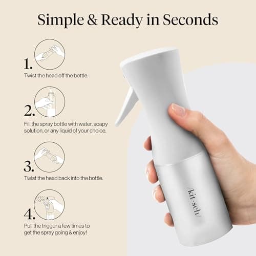 Kitsch Continuous Spray Bottle for Hair – Fine Mist Water Mister & Water Spray Bottle – Recycled Hair Spray Bottle – Spray Bottles for Cleaning, Styling, Plants & More – White, 150ml — view 6