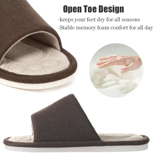 Dokela Mens Open Toe House Slippers Breathable Slip-on Indoor Slippers — view 4