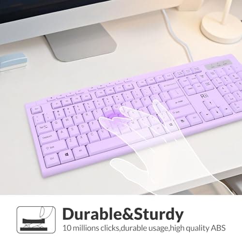 Rii RK907 Ultra-Slim Compact USB Wired Keyboard for Mac and PC,Windows 10/8 / 7 / Vista/XP(Purple) — view 5