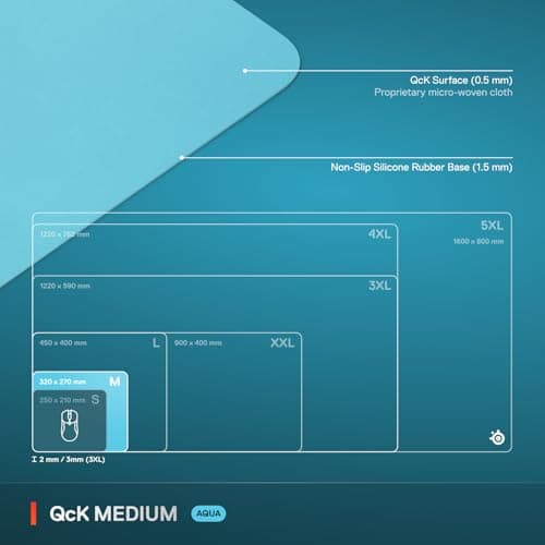 SteelSeries QcK Cloth Gaming Mouse Pad - Exclusive Micro-Woven Surface - Optimized for Gaming Sensors - Maximum Control - Size M - Aqua — view 4