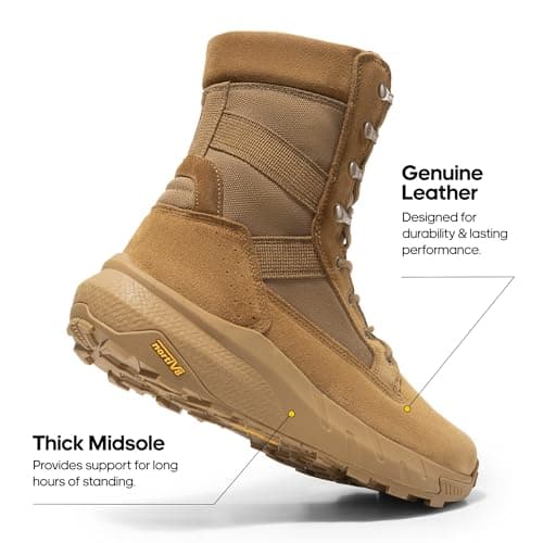 NORTIV 8 Men's Breathable Tactical Military Work Boots Side Zipper Lightweight Hiking Motorcycle Combat Boots Peakforce,Size 10,Coyote,SNMT242M — view 5