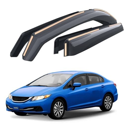 Goodyear Shatterproof in-Channel Window Deflectors for Honda Civic 2012-2015 Sedan, Rain Guards, Window Visors for Cars, Vent Deflector, Car Accessories, 4 pcs. - GY007997