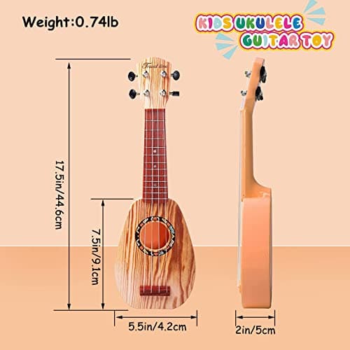 17 Inch Kids Ukulele Guitar Toy 4 Strings Mini Children Musical Instruments Educational Learning Toy for Toddler Beginner Keep Tone Anti-Impact Can Play with Picks/Strap/Primary Tutorial — view 3