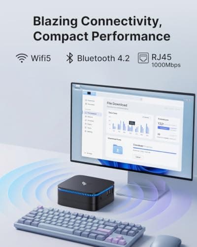 KAMRUI AK1PLUS Mini PC Computer, Intel Celeron N5095 (Up to 2.9GHz), 16GB RAM 256GB SSD, Dual 4K Mini Desktop Computer, Support 2.5'' SSD Expansion, WiFi, Bluetooth, Ethernet, Business Home Office PC — view 4