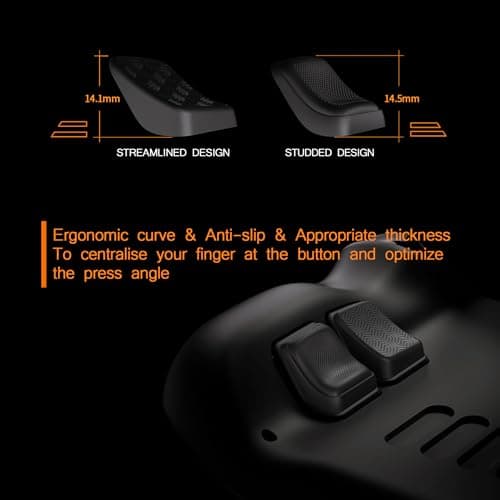 PlayVital Mix Version Back Button Enhancement Set for Steam Deck LCD, Grip Improvement Button Protection Kit for Steam Deck OLED - Streamlined & Studded Design - Black — view 4