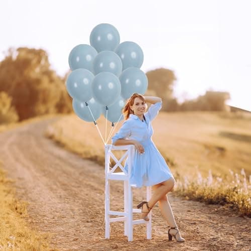 Jobkoo Blue Balloons 12 Inch, 30 Pcs Pale Aqua Blue Balloon Muted Dusty Blue Latex Balloons Matte Retro Powder Light Blue Helium Balloons for Birthday Boho Baby Shower Bachelorette Party Decorations — view 6