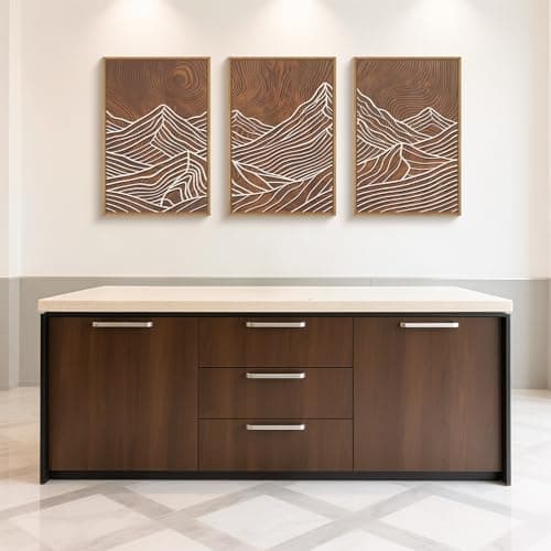 HPINUB Line Style Mountain Framed Canvas Wall Art Set, Vintage Tree Rings Wall Decor, Abstract Tree Spiral Wall Painting, Modern Nature Art Prints for Living Room,Bedroom,Farmhouse-16 x24 x3 — view 4