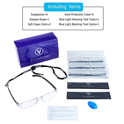 LifeArt Blue Light Blocking Reading Glasses, 4-Pack Men’s and Women’s Rectangular Frame, Anti-Reflective Lenses, +2.50 Magnification — view 6