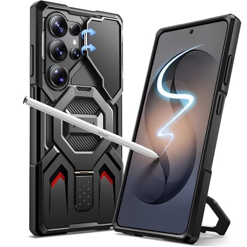 TONGATE for Samsung Galaxy S26 Ultra Case with Magnetic Stand, Compatible with MagSafe [Built-in Camera Cover & Ring Holder][Military-Grade Protection] Anti-Slip Rugged Phone Case for S26 Ultra, Black
