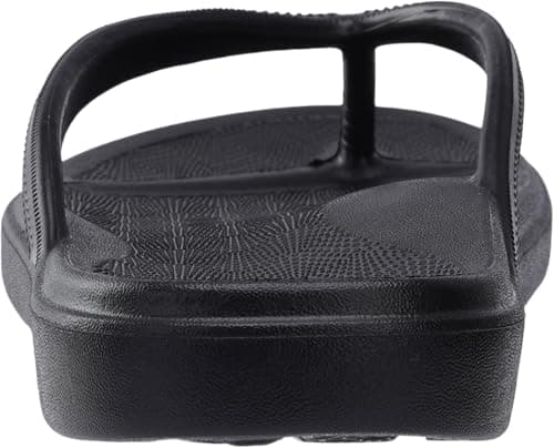 BRONAX Women's Arch Support Flip Flops Thong Sandals Size 8 Rubber Chanclas para Mujer Plantar Fasciitis Relief Beach Pool Flat Slides Orthotic Female Black — view 5