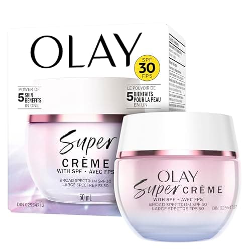 Olay Super Cream with Sunscreen SPF 30, Ultra Lightweight Face Moisturizer with Vitamin C, Hyaluronic Acid, Niacinamide, Vitamin E, and Collagen Peptide that hydrates, smooths, brightens, firms, and protects with SPF, 50 mL