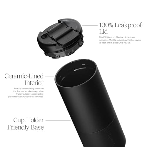 BrüMate Strova 18oz 100% Leakproof Insulated Coffee Mug | Ceramic-Lined Interior | Built-In Silicone Sleeve for Travel | Locking Flip Lid (Dark Aura) — view 2