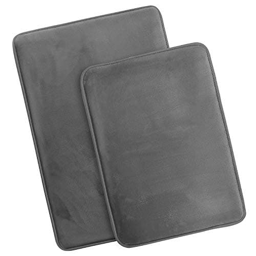 Clara Clark Bath Mat Set – Memory Foam Bath Mat - Soft Bathroom Rug - Non Slip and Super Absorbent - Fast Drying Machine Washable Bath Mat Set of 2 20 x 32, 17 x 24, Grey — view 2
