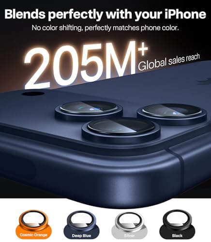 TORRAS 3-Year Ultimate Durability for iPhone 17 Pro Max/17 Pro Camera Lens Protector-1:1 Invisible Fit & Ultra Clarity, Military-Grade 9H+ Aerospace Glass, Anti-Scratch, Metal Frame, Deep Blue — view 3