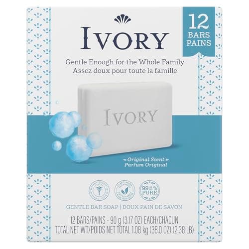 Ivory Bar Soap Original Scent, 1.08 Kg Total (12 Count of 90 g Each)
