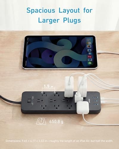 Anker Power Strip with 2100J Surge Protector, Outlet Extender, 20W, 12 AC — view 4