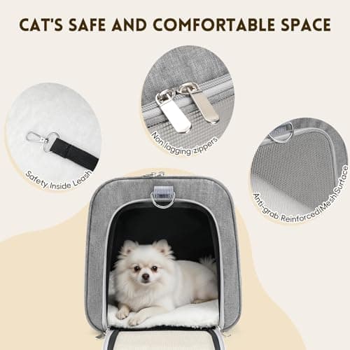 Zedkeys Cat Carrier Soft, Dog Carriers for Small Dogs/Large Cats (Up to 16lbs), with High Breathability, Shoulder Strap, Removable Pad, Pet Carrier Airline Approved, for Home Outdoor Travel (Gray) — view 5