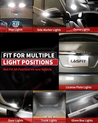LASFIT 194 LED Bulb for License Plate Bulb White Bright,T10 168 LED Bulbs Canbus Error Free, 400LM 6000K 192 2825 W5W for Dome Map Trunk Cargo Lights (2-Pack) — view 2