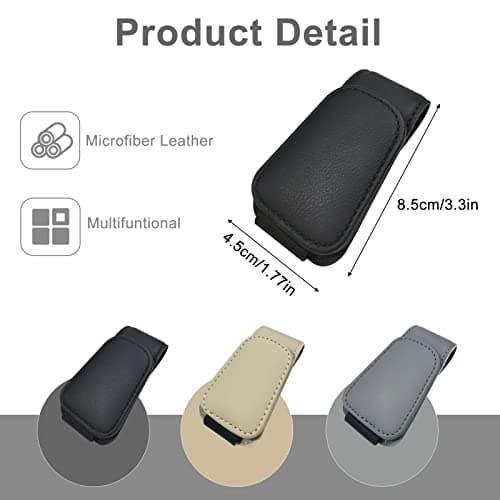 EldHus Sunglass Holder for Car Visor - 2 Pack Magnetic Car Glasses Holder Clip, Leather Eyeglass Holder for Car, Universal Vehicle Sunglasses Hanger Eyeglasses Mount, Black — view 5