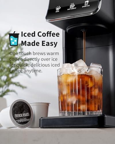 KIDISLE Hot & Iced Single Serve Coffee Maker for K Cup & Grounds, 6–16oz Brew Sizes, 40oz Water Tank, Reusable Pod Filter, Easy-to-Use, Black — view 5
