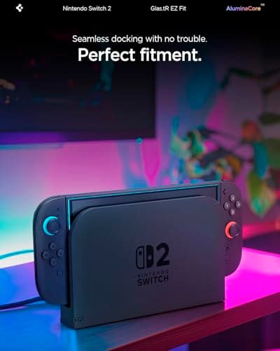Spigen AluminaCore Screen Protector Tempered Glass [GlasTR EZ Fit] designed for Nintendo Switch 2 [2 Pack] 10H Hardness, Aluminum-Enhanced Durability — view 5