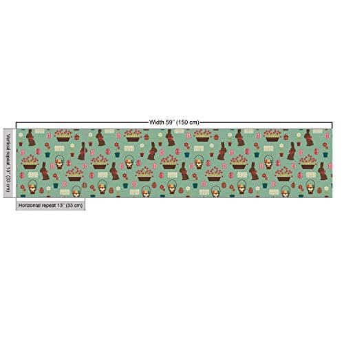 Ambesonne Easter Fabric by The Yard, Repeating Conceptual Chocolate Bunny Flowers Eggs and Tulip Flowers, Decorative Fabric for Upholstery and Home Accents, 1 Yard, Laurel Green Multicolor — view 2