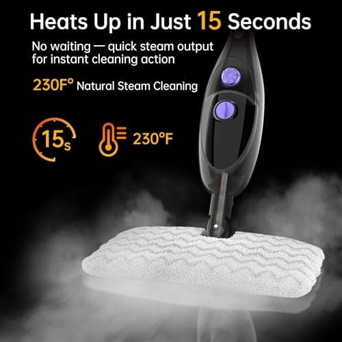 Steam Mop, Upgraded 12-in-1 Steam Mopping Cleaners, 15-Second Fast Heat Up,Lightweight, Large 400ml Tank, Adjustable Steams for Multi-Surface Cleaning - Floor, Windows, Furniture & More — view 2