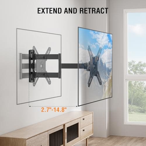 ELIVED Full Motion TV Monitor Wall Mount for Most 14-42 Inch LED LCD Flat Screen TVs & Monitors, Swivel Tilt Extension Rotation TV Mount Bracket Max VESA 200x200mm, up to 44 lbs — view 2