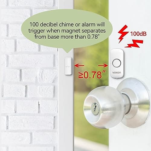 Window Alarm Door Alarms for Kids Safety, VOXON Wireless Door Alarm for Home Security Personal Security Window Alarms Sensor Burglar Door Alarm for Pool, Cars, Sheds, Caravans DIY Kit Pack of 2 — view 4