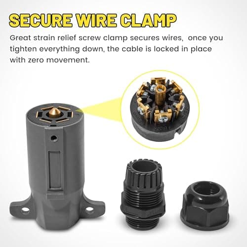 Oyviny RV 7 Pin Trailer Plug with IP68 Waterproof Seal, Detachable 7 Way Round RV-Style Trailer Side Connector 7 Point Trailer Wiring Plug — view 5