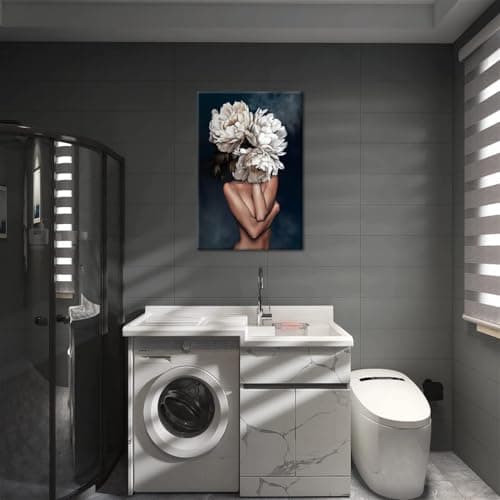 Yatsen Bridge Woman with Flower Head Wall Art Abstract Figure Pictures Canvas Print Modern Sexy Lady Artwork for Bedroom Decoration Stretched and Framed Ready to Hang 24x36 inch — view 2