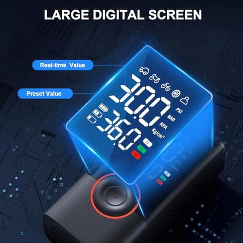 COOLMAN Tire Inflator Portable Air Compressor, 150PSI Cordless Electric Bike Pump, Portable Tire Inflator with LCD Pressure Gauge & LED Light, Ideal for Cars, Bicycles, Motorcycles, and Sports Balls — view 4