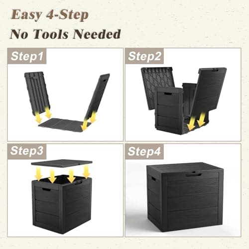 ZEUKMXOO 35 Gallon Outdoor Storage Box Waterproof,Deck Boxes Outdoor Waterproof,Resin Deck Box Delivery Boxes for Outside for Package Delivery,Patio Cushions,Gardening Tools,UV Resistant — view 5