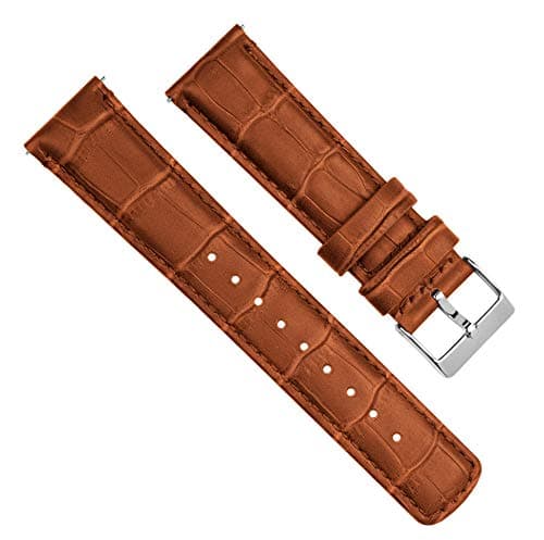 BARTON Alligator Grain - Quick Release Leather Watch Bands - Choose Color - 16 mm, 18mm, 19mm, 20mm, 21mm, 22mm, 23mm, or 24mm - Toffee 22mm Strap — view 2