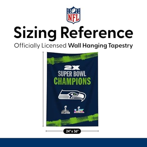 Northwest NFL Super Bowl 2026 Seattle Seahawks Multi Champs Tide Tapestry Wall Hanging, 24 x 36 in — view 3