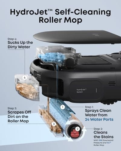 eufy New 2026 Robot Vacuum, C28 Omni, Upgraded from eufy X10 pro Omni, HydroJet Self-Cleaning Roller Mop, 15,000Pa Suction, All-in-1 Station,Tangle-Free,Auto Mop Washing&Drying, AI Obstacle Avoidance — view 2