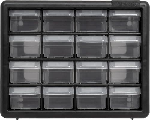 Akro-Mils 16-Drawer Plastic Drawer Storage Cabinet for Garage Organization, Beads, Makeup Organizer, Building Bricks Storage, Teacher Toolbox, 10-1/2" W x 6-1/2" D x 8-1/2" H, 10116 Black — view 15
