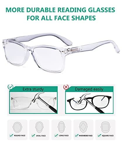 Eyekepper Women's Stylish Readers Comfortable Reading Glasses Men Transparent Frame Spring Hinges — view 3