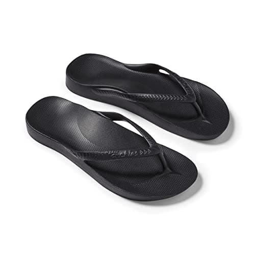 Archies Arch Support Flip Flops for Men & Women, Black, US Men's 7 — view 6