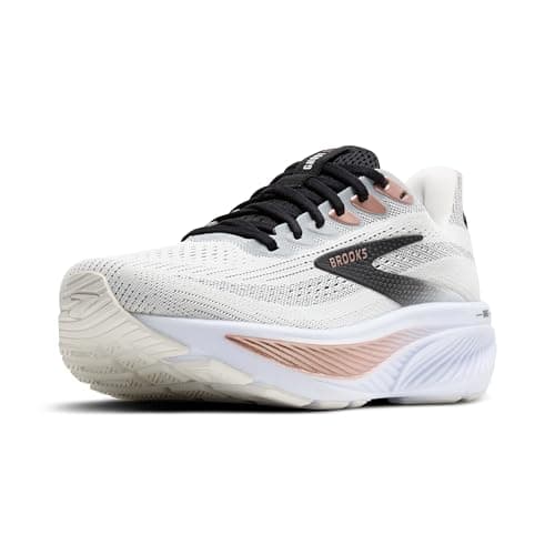 Brooks Women’s Ghost 17 Neutral Running Shoe - White/Black/Rose Gold - 8.5 Medium
