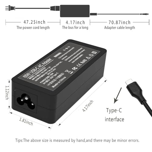 65W 45W USB C Laptop Power Replacement Adapter Charger for Lenovo Chromebook/Yoga/ThinkPad/HP Chromebook/Dell Laptop USB Type C Power Adapter — view 5
