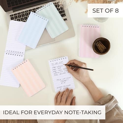 ZICOTO Aesthetic Pocket Notebooks Set Of 8 For Women - Small 3x5 Spiral Notepads With Lined Pages - The Perfect Little Mini Pads to Stay Organized and Boost Productivity at Work, School or as a Nurse — view 3