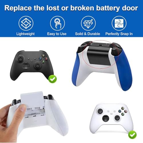 Battery Door Replacement Compatible with Xbox One Controller Back Panel Housing Repair Parts Black and White 4 Pack — view 3