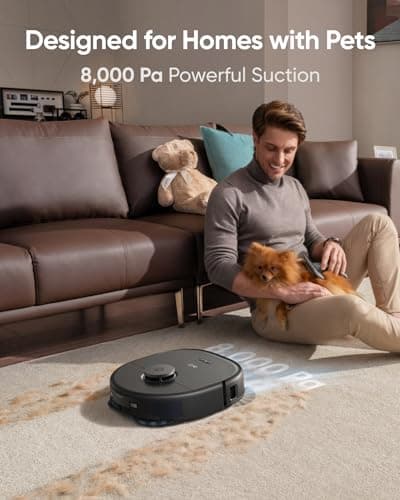 eufy X10 Pro Omni Robot Vacuum and Mop with 8,000 Pa Suction, Dual Mops with 12 mm Auto-Lift and Carpet Detection, AI Obstacle Avoidance Robot Vacuum Cleaner, Self-Emptying, Self-Refilling (Black) — view 4