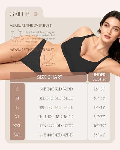 Gailife Womens Jelly Bra for Women Wireless Bras Seamless No Underwire Supportive Full Coverage T-Shirt Bra -New-Black-L