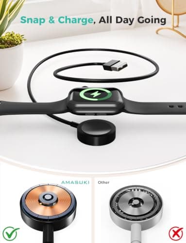 2026 Upgraded for Apple Watch Charger USB Magnetic Fast Charging Cable Portable Wireless Charging Accessories Compatible with iWatch Series 11/10/9/8/7/6/5/4/3/2 Ultra 3/2/SE-Black